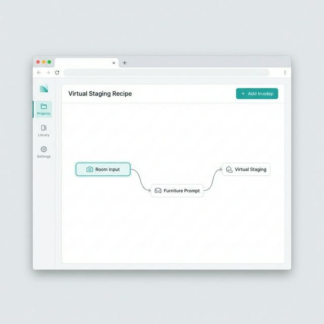 BlinkPic Dashboard Interface showing the virtual staging recipe.
